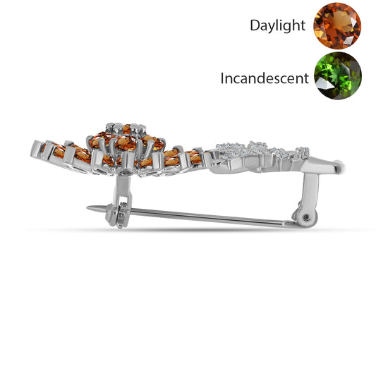 Ezüst Bross Minősített laboratóriumban előállított Anatóliai Zultanit-tal és Fehér Topázzal