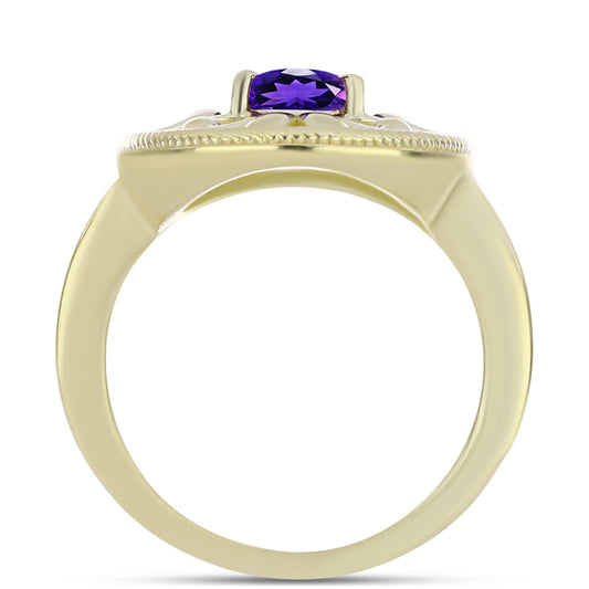 Arannyal Bevont Ezüst Gyűrű Marokkói Ametiszttel