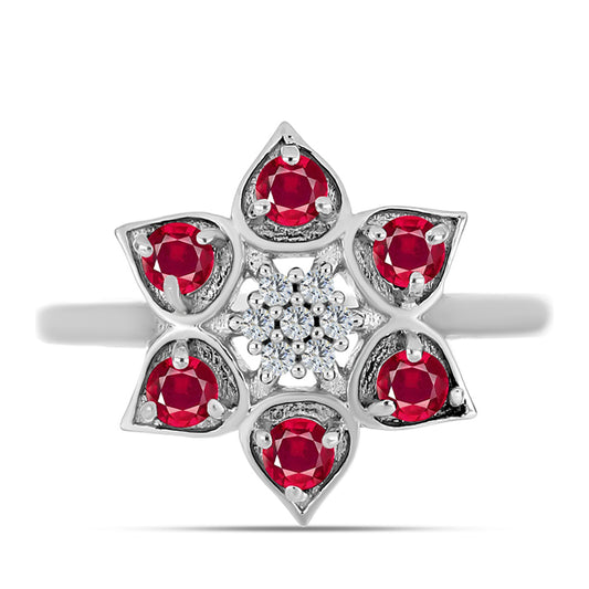 Ezüst Gyűrű Madagaszkári Rubinnal és Fehér Topázzal