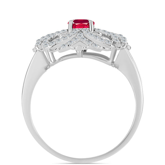 Ezüst Gyűrű Madagaszkári Rubinnal és Fehér Topázzal