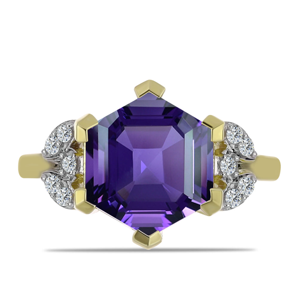 Arannyal Bevont Ezüst Gyűrű Marokkói Ametiszttel és Fehér Topázzal 1 