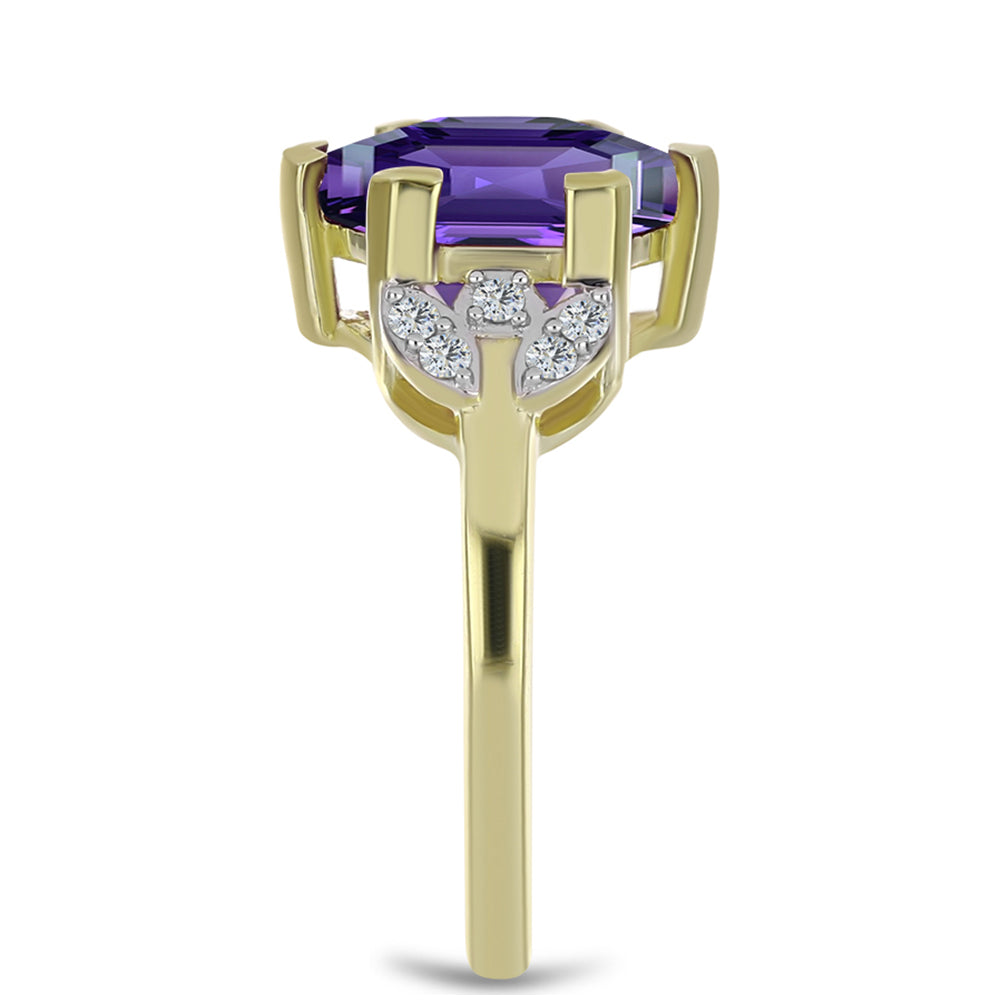 Arannyal Bevont Ezüst Gyűrű Marokkói Ametiszttel és Fehér Topázzal