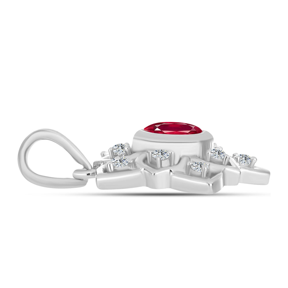 Ezüst Medál Madagaszkári Rubinnal és Fehér Topázzal