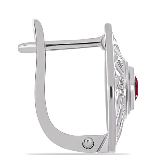 Ezüst Fülbevaló Madagaszkári Rubinnal