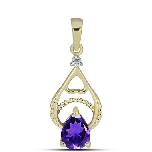 Arannyal Bevont Ezüst Medál Marokkói Ametiszttel és Fehér Topázzal