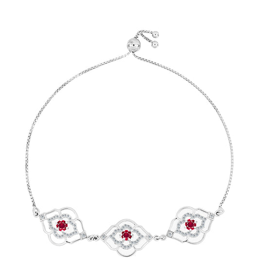 Ezüst Karkötő Madagaszkári Rubinnal és Fehér Topázzal