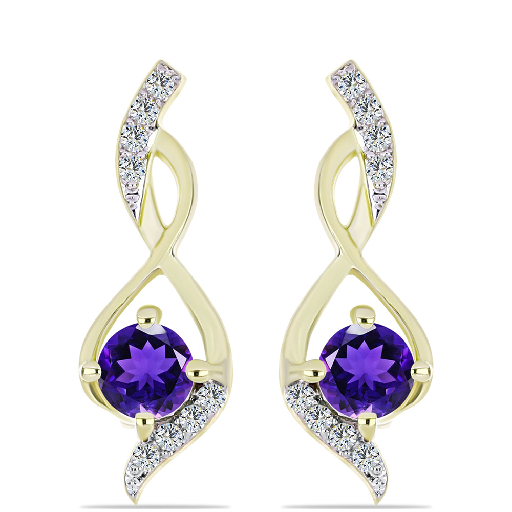 Arannyal Bevont Ezüst Szett Marokkói Ametiszttel és Fehér Topázzal ( Fülbevaló+Medál )