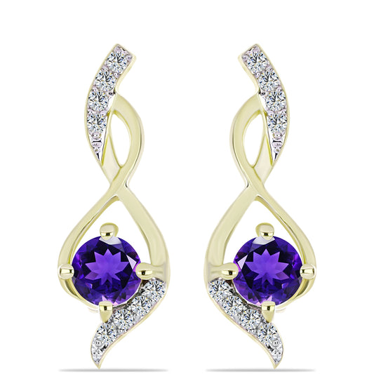 Arannyal Bevont Ezüst Szett Marokkói Ametiszttel és Fehér Topázzal ( Fülbevaló+Medál )