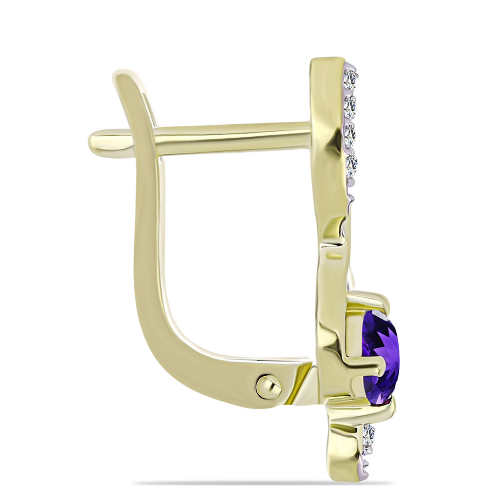 Arannyal Bevont Ezüst Szett Marokkói Ametiszttel és Fehér Topázzal ( Fülbevaló+Medál ) 4 