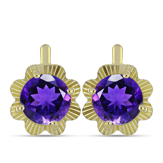 Arannyal Bevont Ezüst Fülbevaló Marokkói Ametiszttel