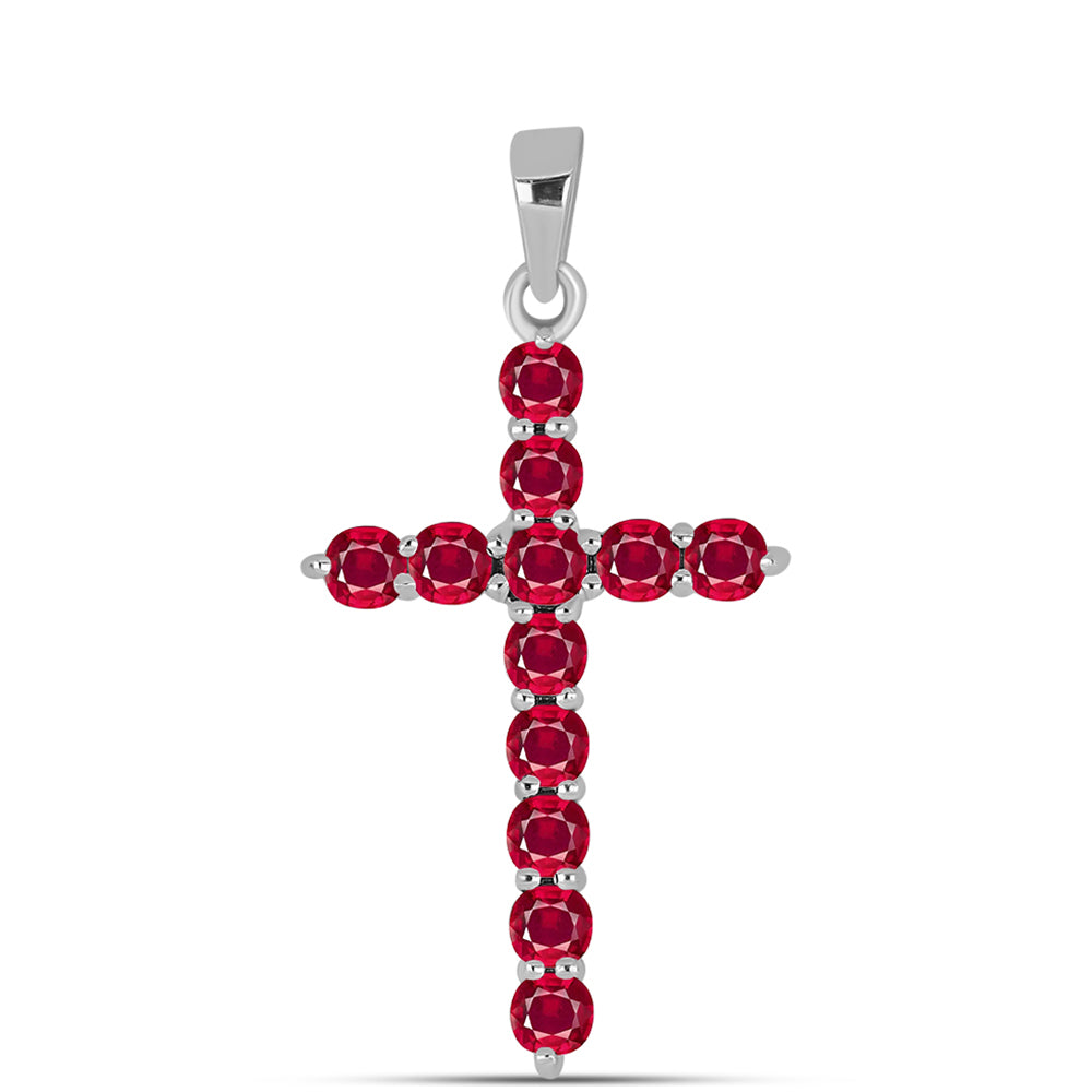 Kereszt Ezüst Medál Madagaszkári Rubinnal