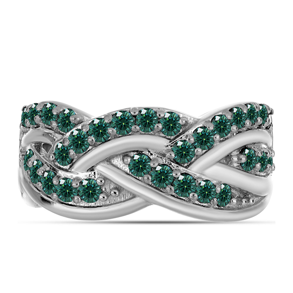 Ezüst Gyűrű Zöldes Tengerkék Moissanite-tal 1 