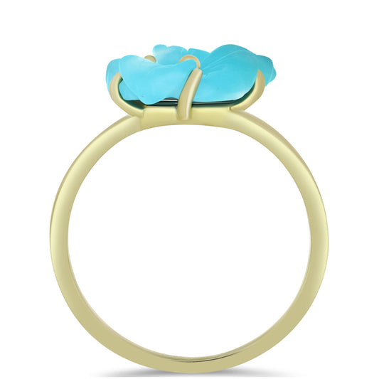 Arannyal Bevont Ezüst Gyűrű Csipkerózsika Türkizzel