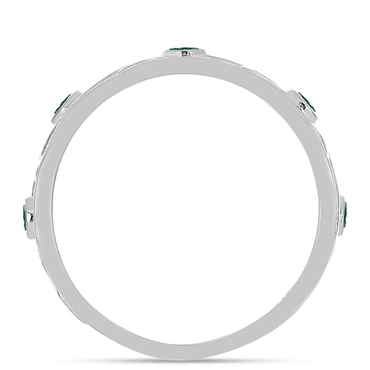 Ezüst Gyűrű Zöldes Tengerkék Moissanite-tal