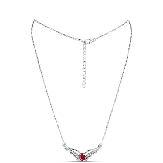 Ezüst Nyaklánc Madagaszkári Rubinnal és Fehér Topázzal