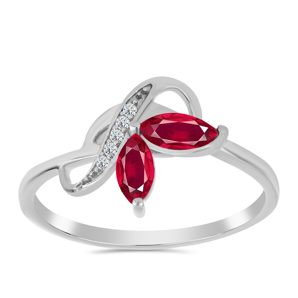 Ezüst Gyűrű Madagaszkári Rubinnal és Fehér Topázzal 3 