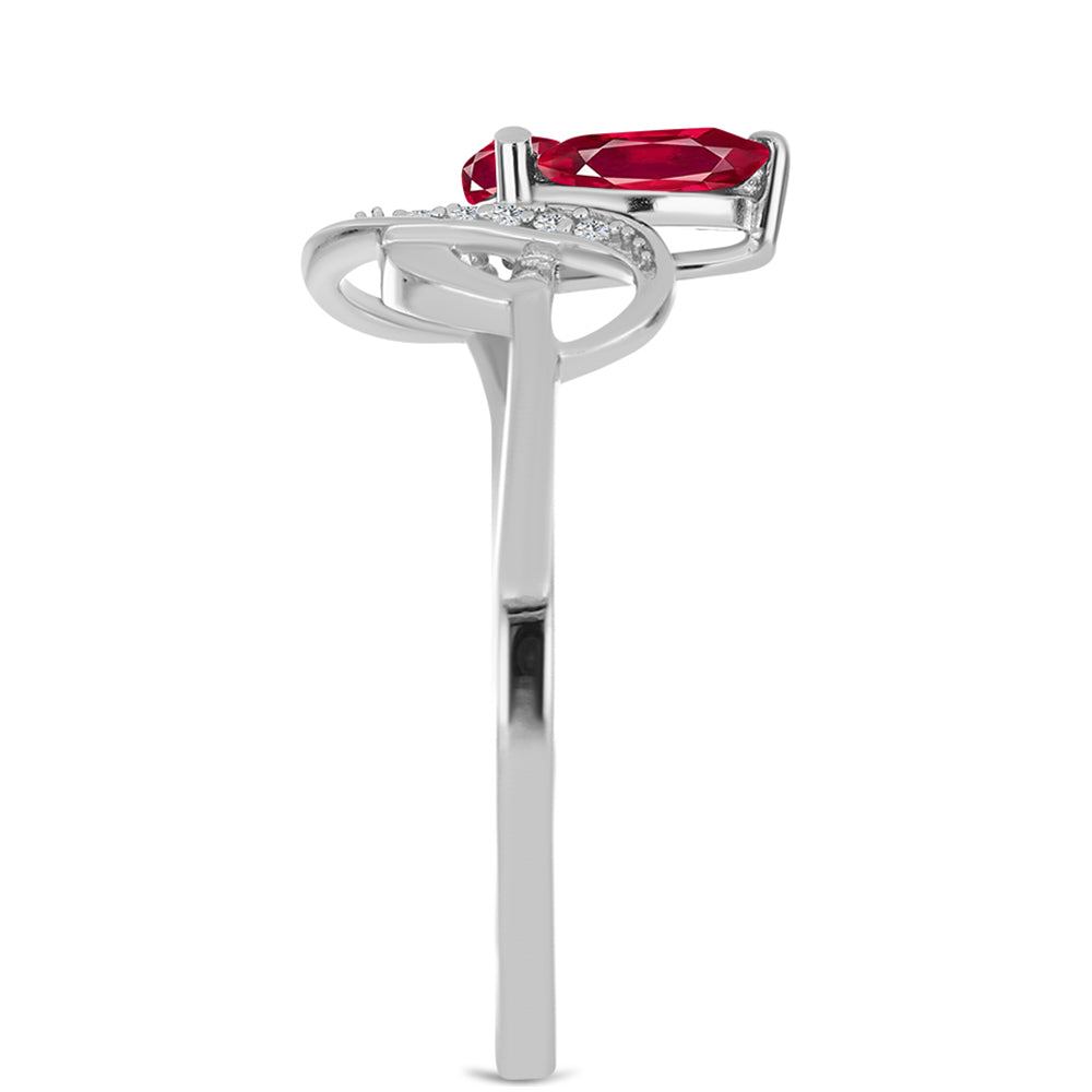 Ezüst Gyűrű Madagaszkári Rubinnal és Fehér Topázzal