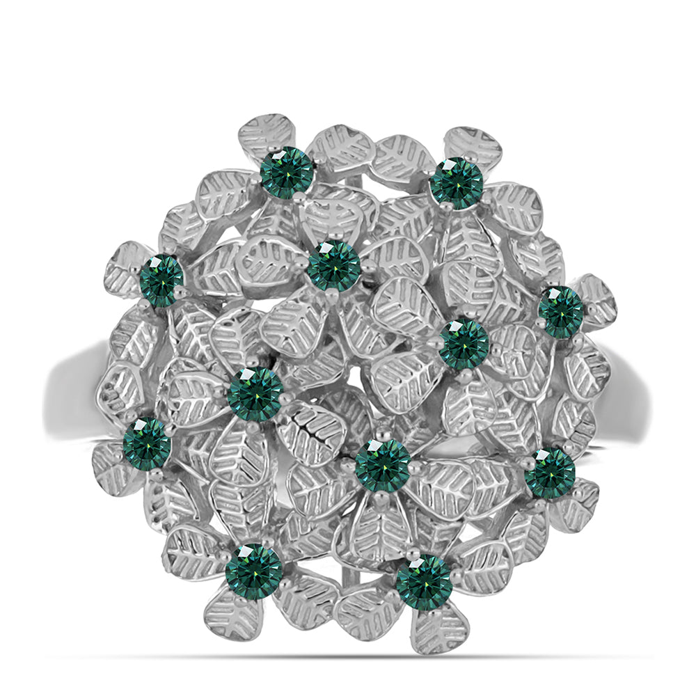 Ezüst Gyűrű Zöldes Tengerkék Moissanite-tal 1 