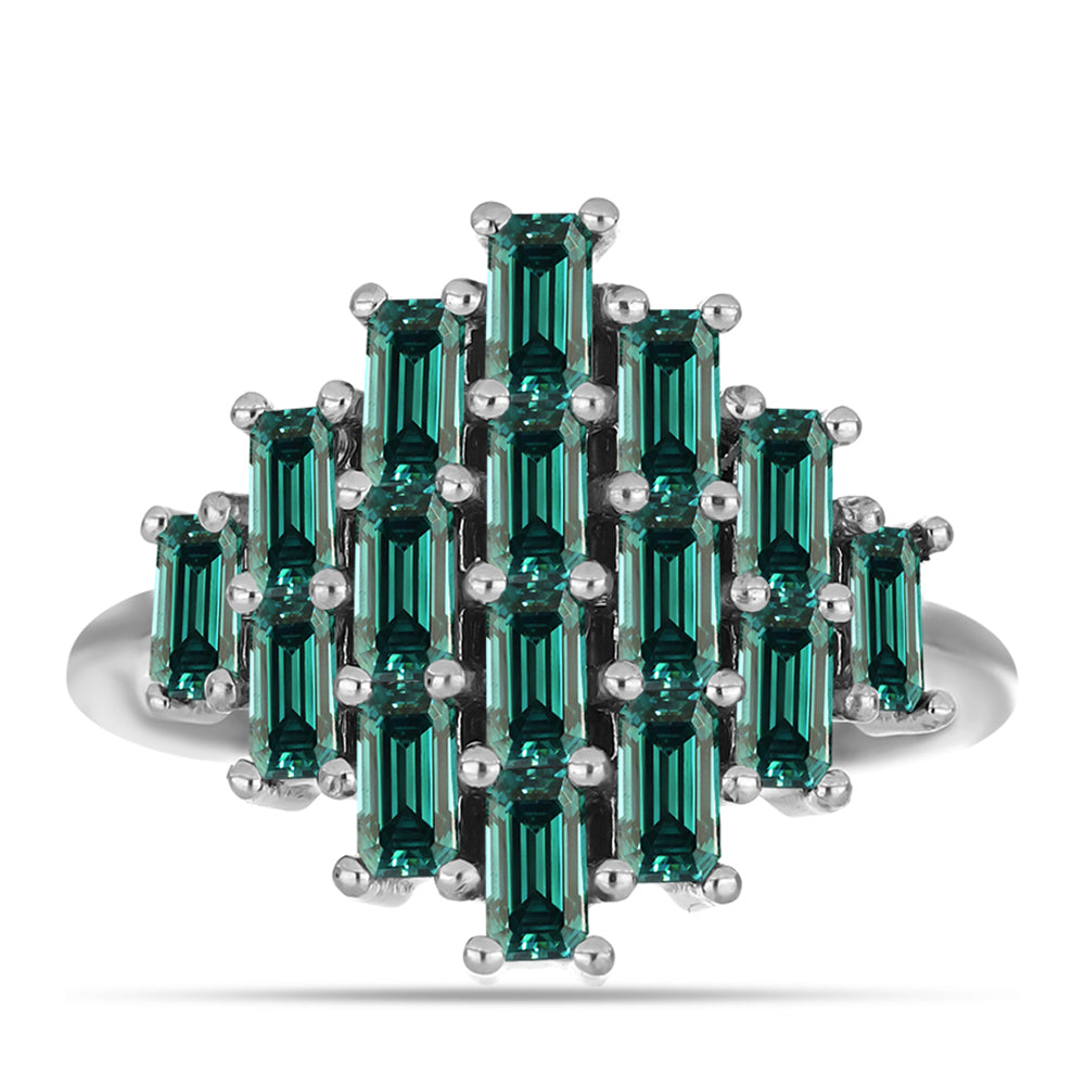 Ezüst Gyűrű Zöldes Tengerkék Moissanite-tal 1 