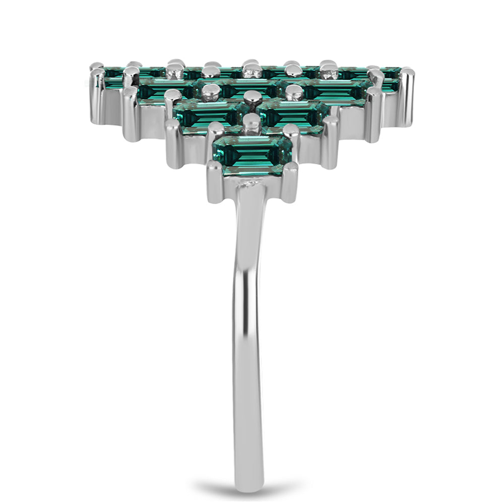 Ezüst Gyűrű Zöldes Tengerkék Moissanite-tal 4 