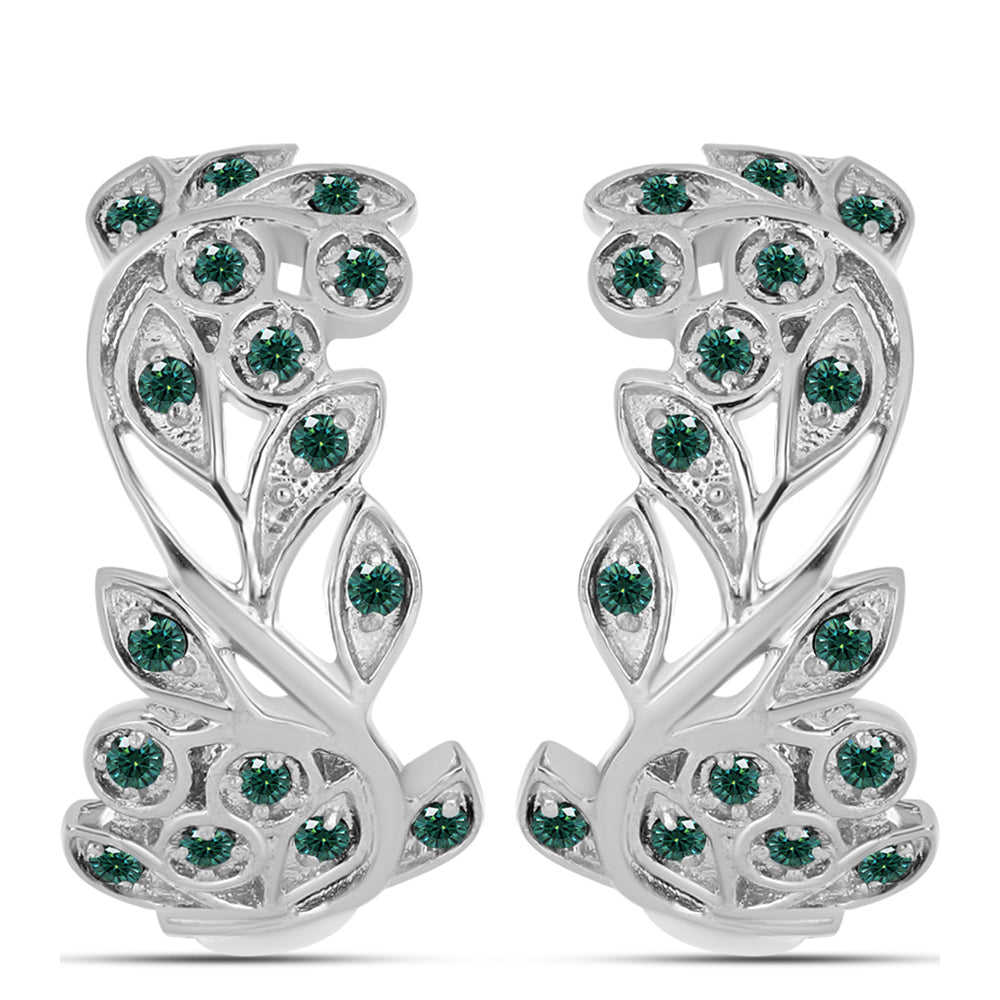 Ezüst Fülbevaló Zöldes Tengerkék Moissanite-tal