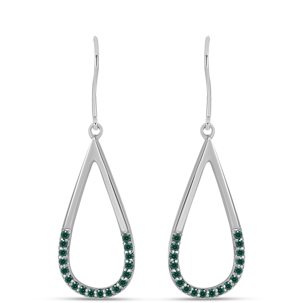 Ezüst Fülbevaló Zöldes Tengerkék Moissanite-tal