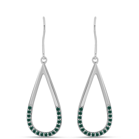 Ezüst Fülbevaló Zöldes Tengerkék Moissanite-tal