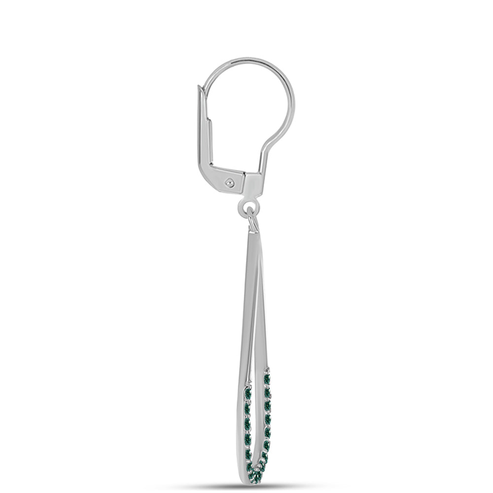 Ezüst Fülbevaló Zöldes Tengerkék Moissanite-tal 2 