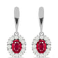 Ezüst Fülbevaló Madagaszkári Rubinnal és Fehér Édesvízi Kagylógyönggyel