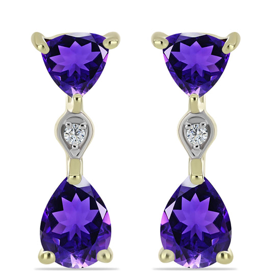 Arannyal Bevont Ezüst Fülbevaló Marokkói Ametiszttel és Fehér Topázzal
