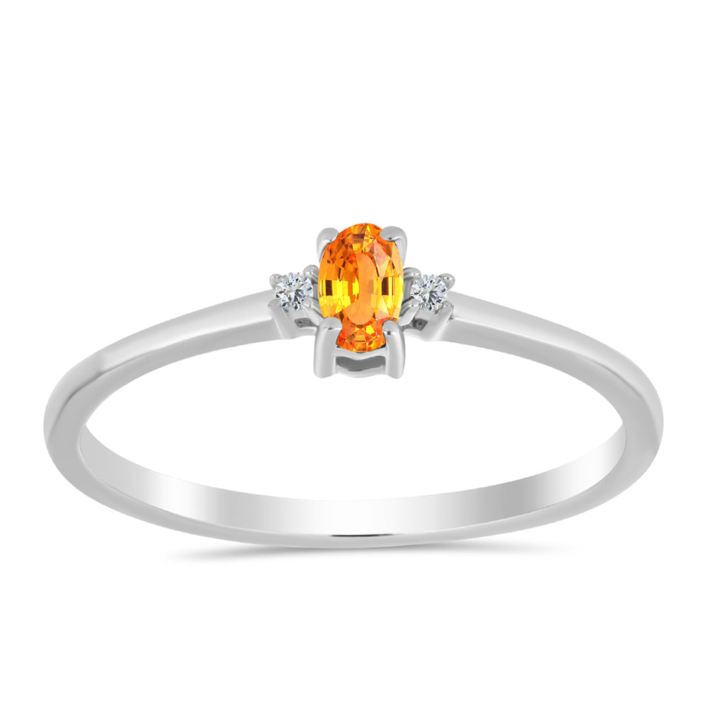 Ezüst Gyűrű Padparadschai Zafírral és Fehér Topázzal 3 