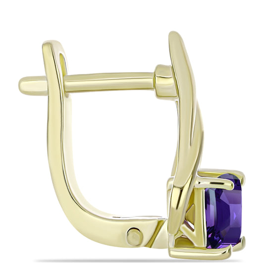 Arannyal Bevont Ezüst Fülbevaló Marokkói Ametiszttel és Fehér Topázzal