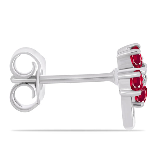 Ezüst Fülbevaló Madagaszkári Rubinnal és Fehér Topázzal