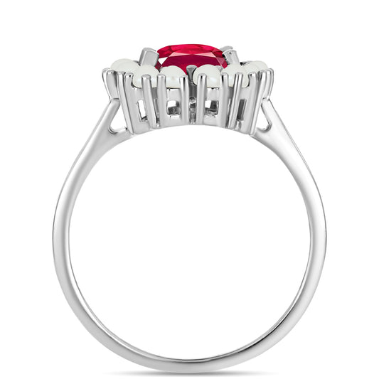 Ezüst Gyűrű Madagaszkári Rubinnal és Fehér Édesvízi Kagylógyönggyel