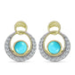 Arannyal Bevont Ezüst Fülbevaló Csipkerózsika Türkizzel és Fehér Topázzal