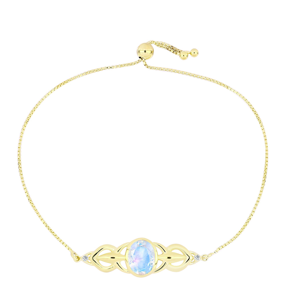 Arannyal Bevont Ezüst Karkötő Szivárvány Holdkővel és Fehér Topázzal 1 