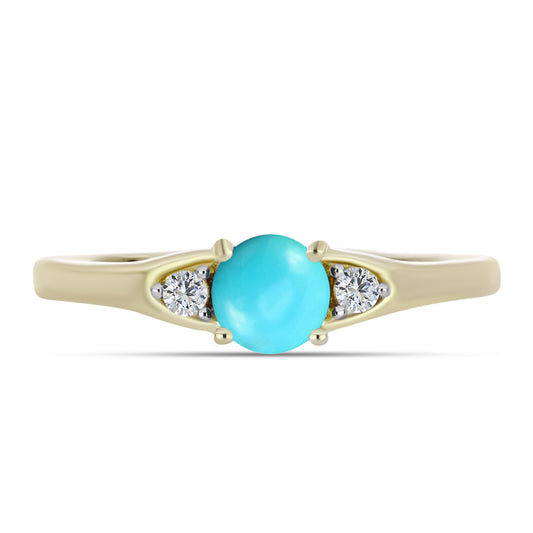 Arannyal Bevont Ezüst Gyűrű Csipkerózsika Türkizzel és Fehér Topázzal