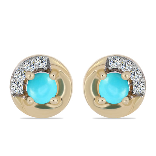 Arannyal Bevont Ezüst Fülbevaló Csipkerózsika Türkizzel és Fehér Topázzal