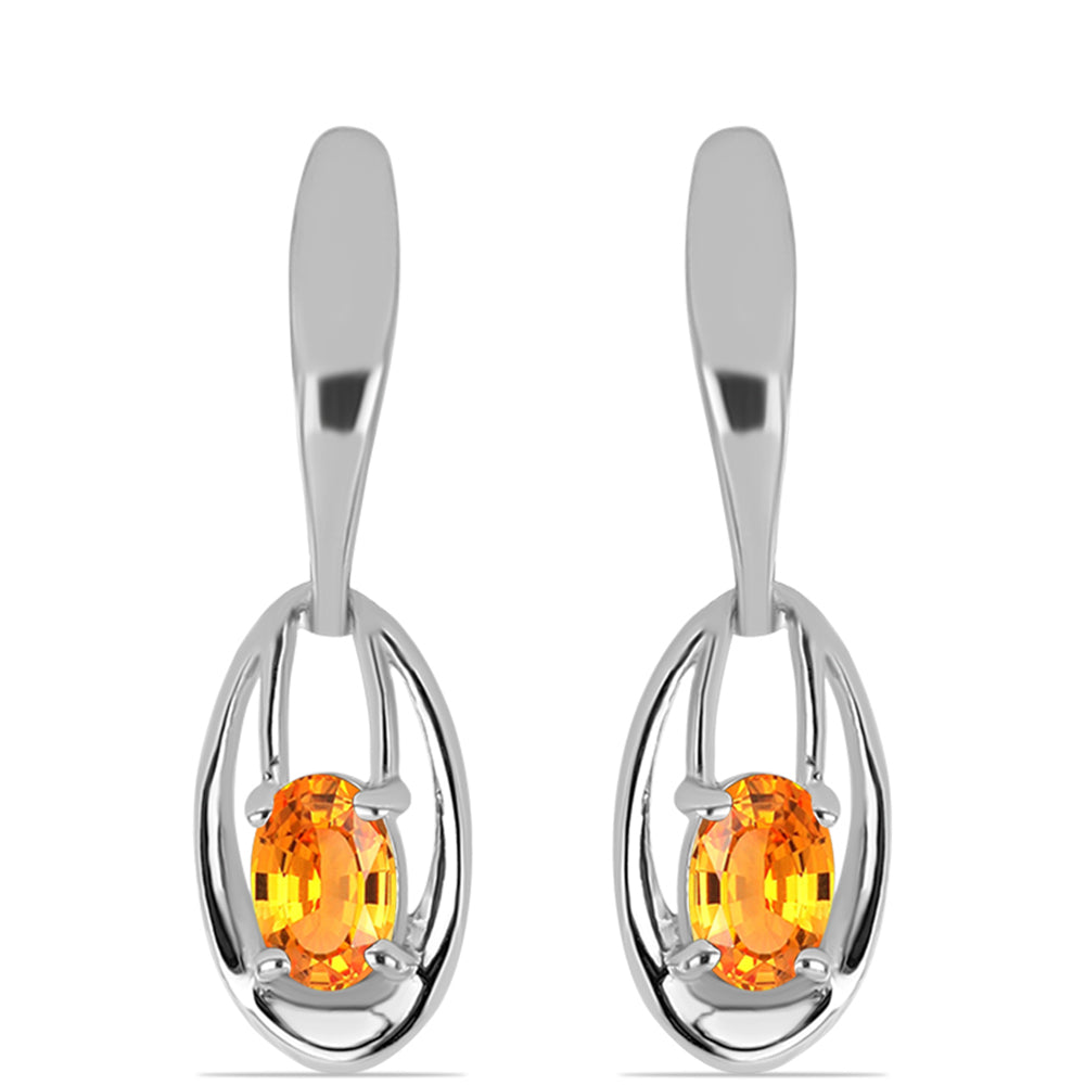 Ezüst Fülbevaló Padparadschai Zafírral