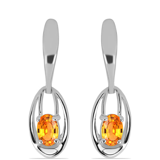 Ezüst Fülbevaló Padparadschai Zafírral