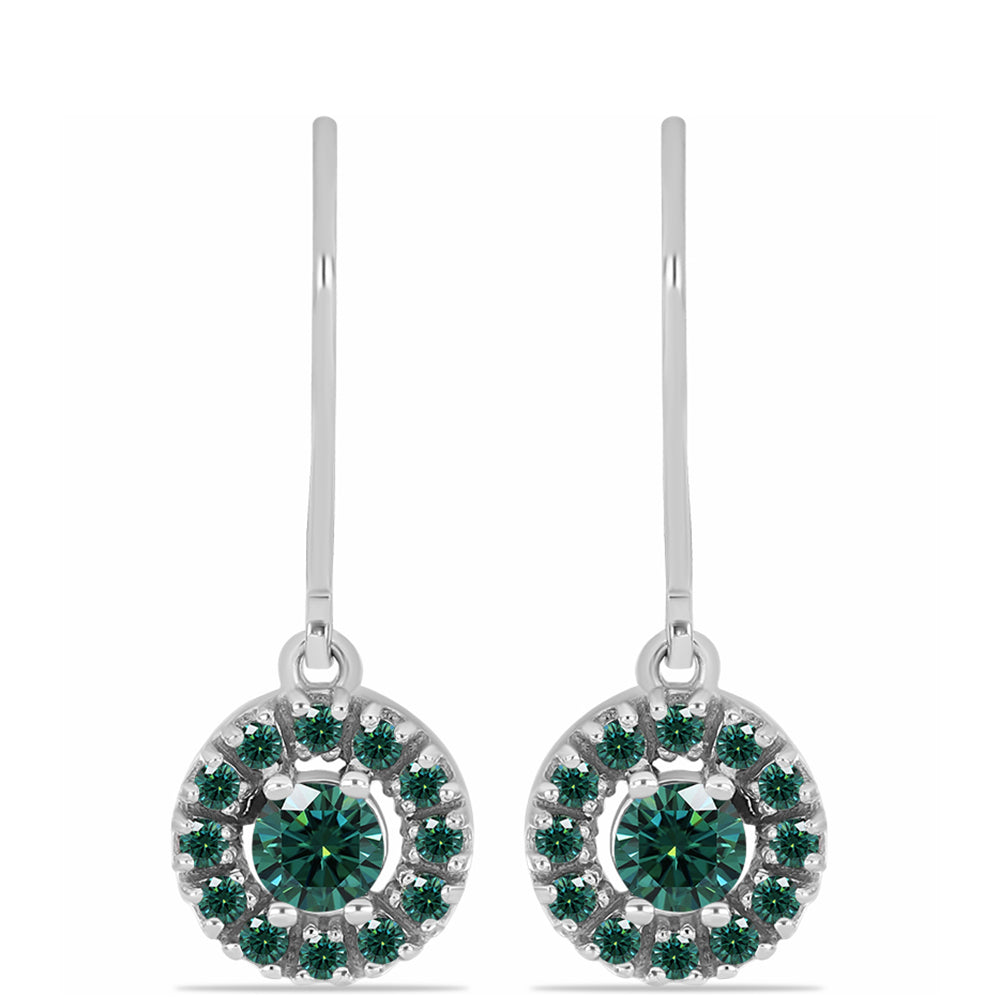 Ezüst Fülbevaló Zöldes Tengerkék Moissanite-tal 1 