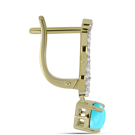 Arannyal Bevont Ezüst Fülbevaló Csipkerózsika Türkizzel és Fehér Topázzal