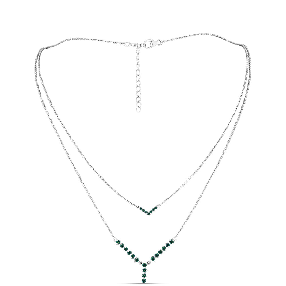 Ezüst Nyaklánc Zöldes Tengerkék Moissanite-tal