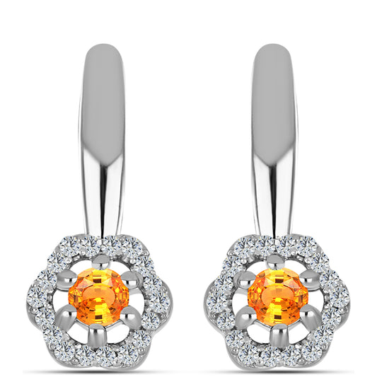 Ezüst Fülbevaló Padparadschai Zafírral és Fehér Topázzal