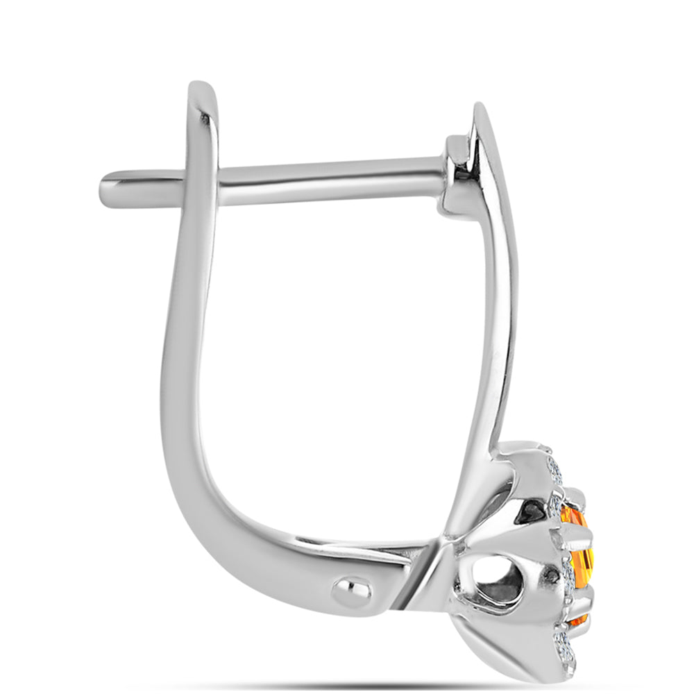 Ezüst Fülbevaló Padparadschai Zafírral és Fehér Topázzal 2 