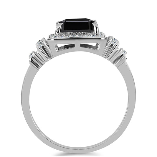 Ezüst Gyűrű Obszidiánnal és Fehér Topázzal