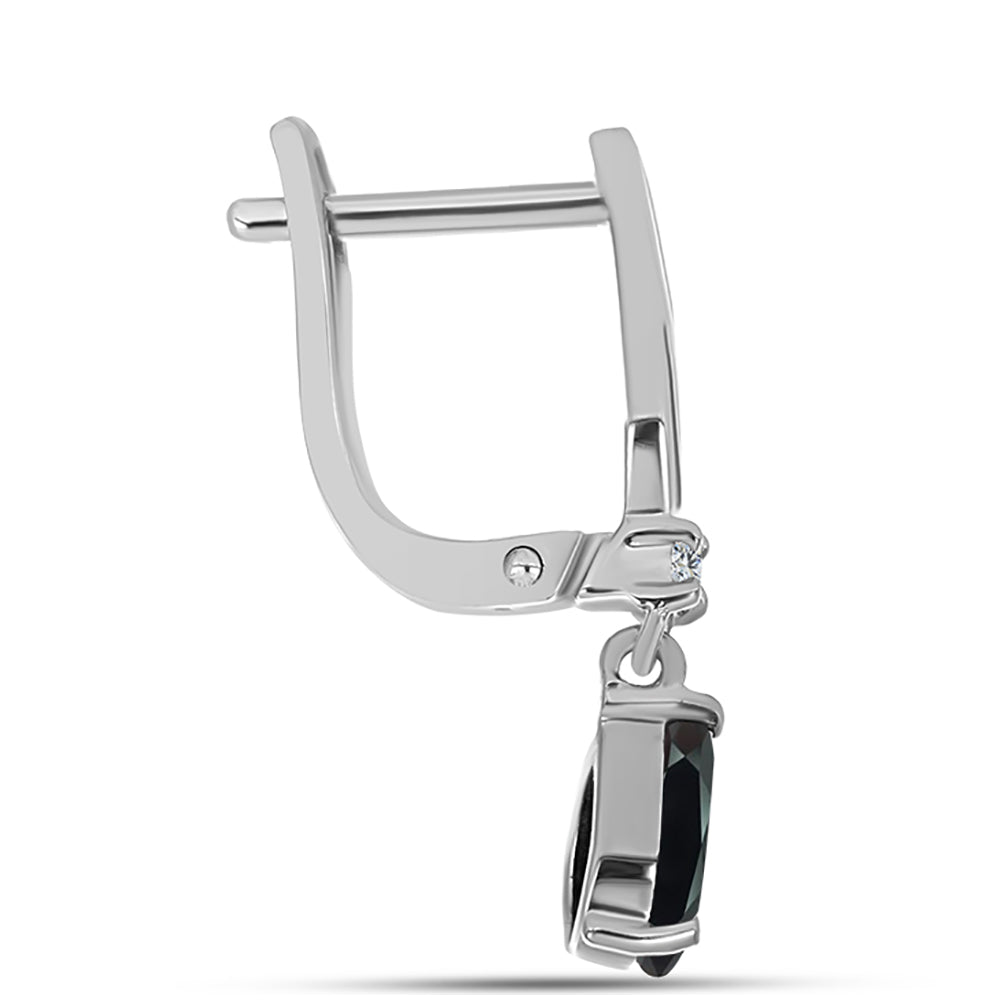 Ezüst Fülbevaló Obszidiánnal és Fehér Topázzal