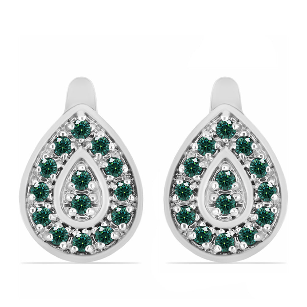 Ezüst Fülbevaló Zöldes Tengerkék Moissanite-tal