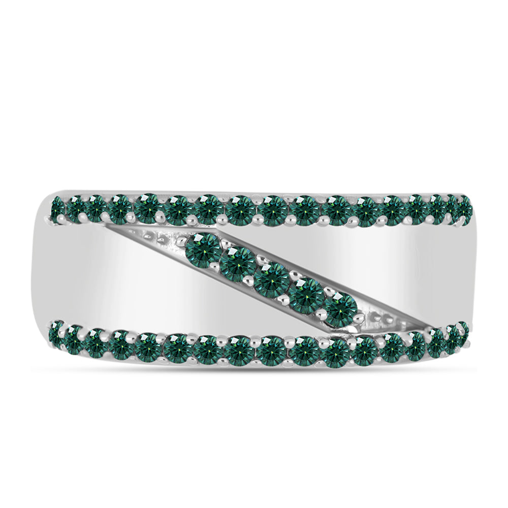 Ezüst Gyűrű Zöldes Tengerkék Moissanite-tal 1 