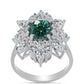 Ezüst Gyűrű Zöldes Tengerkék Moissanite-tal és Fehér Topázzal